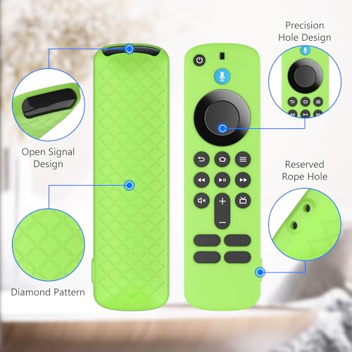 Image of RAYA Silicone TV Remote Cover Compatible with All New Fire TV Stick 4k & Fire Tv Stick HD Remote 2025 Model Protective Case with Lanyard (Luminous Green)