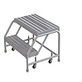Tri-Arc WLAR002244 2-Step All-Welded Aluminum Rolling Industrial & Warehouse Ladder with Solid Ribbed Tread, 24-Inch Wide Steps