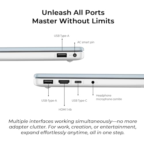 Image of HP 14 inch Moonlight Blue Laptop with Office 365, AMD CPU, 4GB DDR5 On-Board RAM, 1.1TB Storage (128GB SSD and 1TB OneDrive), HD Display, Windows 11, Energy-Efficient & Quiet Performance