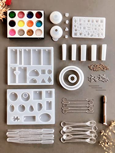 Kit de départ en résine epoxy et moules silicone pour création bijoux DIY époxy