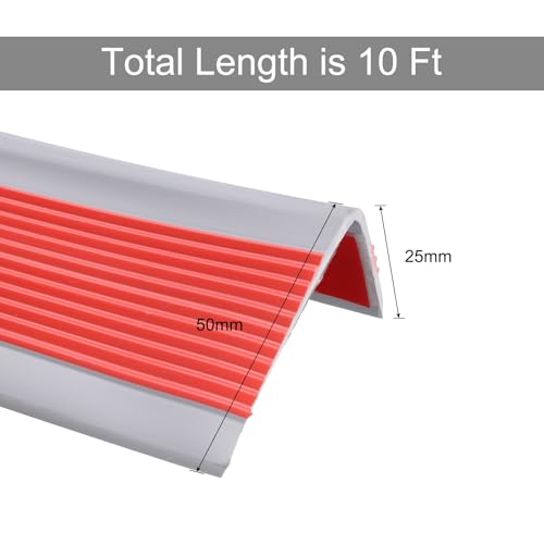 QUARKZMAN Stufenkantenschutz, rutschfeste Treppenstufenkante, selbstklebende Treppenstufenleisten für den Innen- und Außenbereich, Zuhause, Büro, Rot (3 m)