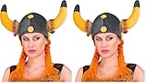W WIDMANN MILANO Party Fashion - Casco vikingo con trenzas, sombrero de tela, galo, celta, guerrero (Paquete de 2)