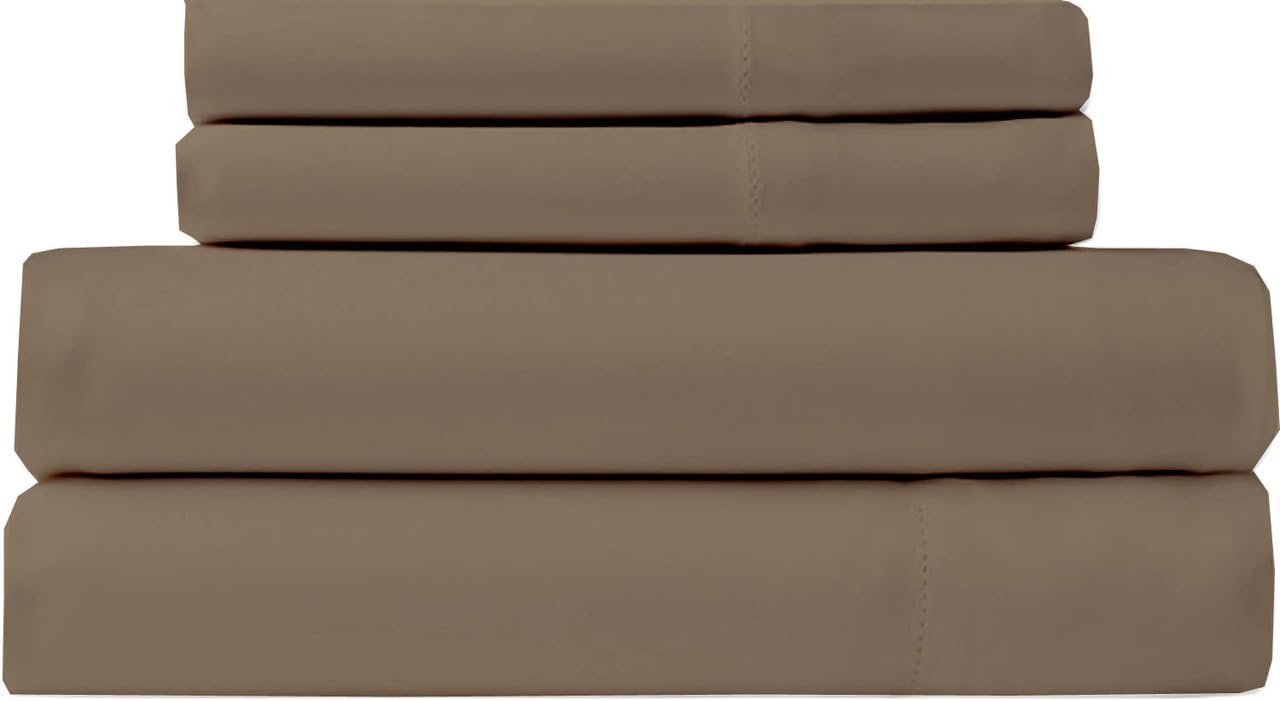 4 PC's Cotton RV Sheets- 100% Egyptian Cotton- 500 TC- 4-8 Inch Deep Pocket Fitted Sheet with Elastic All Around- Soft & Luxurious Hotel Quality Sheets (Taupe Solid - RV 3/4 Full Bunk- 48x75)