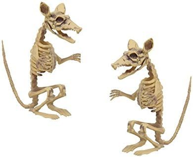 Rat Skeleton Halloween Prop Decoration Haunted House Party Decor Set Standing Movable Neck Jaw Plastic 2 pack