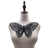 Yulakes Black Lace Fabric Butterfly Pattern Embroidery Collar Neckline Trimming Sewing Applique Sewi