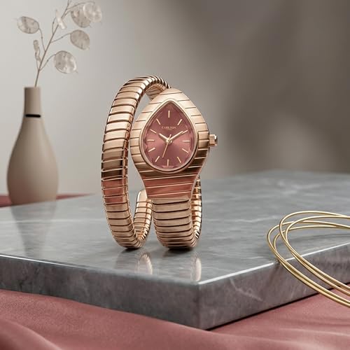 Image of Carlton London Embrace Analog Watch for Women, Snake Design Bracelet, 34.5 mm Dial, Quartz Movement, 30M Water Resistant