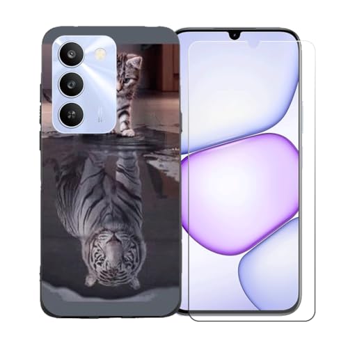 LCEHTOGYE �K�p Realme 16 5G +�����K���X�X�N���[���v���e�N�^�[�p�P�[�X�A�K�p Realme 16 5G (6,57")�ƌ݊����̂���u���b�N�\�t�gTPU�V���R���Q���P�[�X�ی�J�o�[ BST8