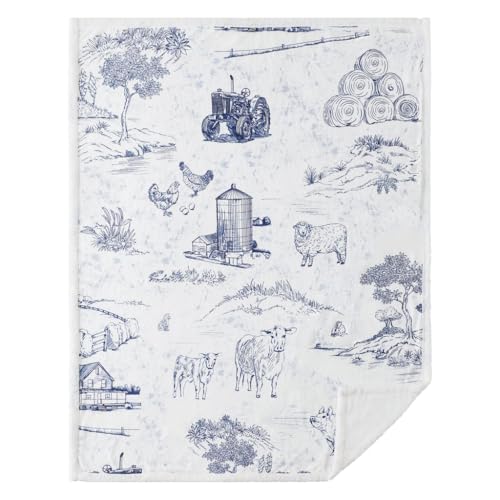 Image of Paseo Road Indigo Hill by HiEnd Accents Farm Life 54x68 Blue Throw Blanket