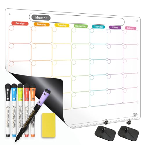 Image of Mag-Fancy Dry Erase Calendar Kit- Magnetic Calendar for Refrigerator - Monthly Fridge Calendar Whiteboard with Extra-Thick Magnet Included Fine Point Marker & Eraser & Holes for Wall Hanging