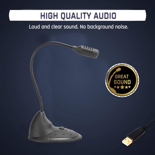 Image of PremiumAV 3.5mm Wired Desktop Microphone - Flexible Gooseneck Noise-Cancelling Mic for PC, Laptop, Gaming, Online Classes, Voice Recording, Video Calls, Podcast & Meetings (Black)