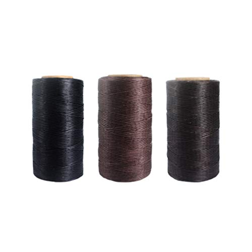 Healifty hilo para cuero encerado 3 piezas 0.8 mm hilo plano encerado para coser, bricolaje productos de cuero encuadernación miniatura 1