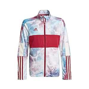adidas Boys’ Tiro Jacket, Legacy Burgundy/Sky Rush/White, Large