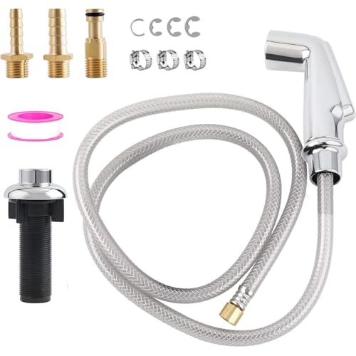 iFealClear Universal Kitchen Side Sprayer Compatible with Moen Faucet, Kitchen Sink Faucet Sprayer Replacement with Quick Connector/Hose/Holder, Pull Out Sink Sprayer Head, Easy to Install, Chrome