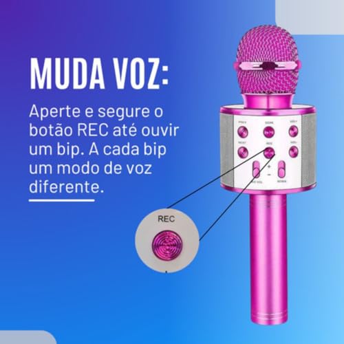 Microfone Bluetooth Sem Fio Karaokê Infantil Portátil Caixa De Som Com Efeito De Vozes Para Brincar