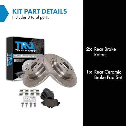 Image of TRQ Rear Brake Pad and Rotor Set Ceramic Compatible with 2016 GLE300d 2016-2018 GLE350 2015 ML250 2012 ML350