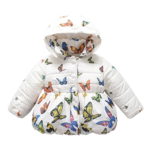 Cute Print Padded Coat Toddler Baby Girls Winter Warm Comfy Puffer Jackets Zip up Hooded Quilted Outwear Kids Winter Clothes