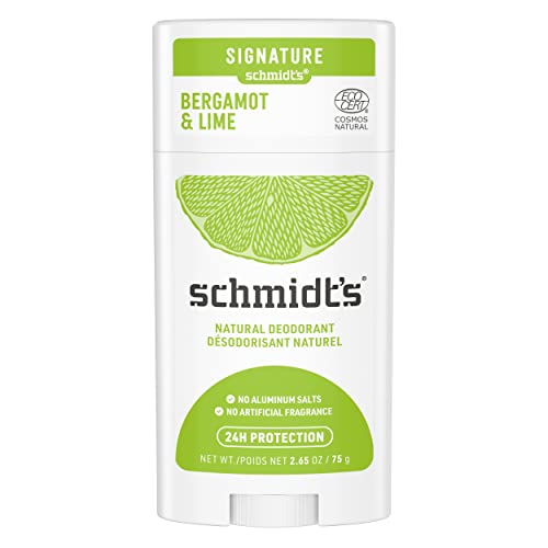 Schmidt's Desodorante en Barra Vegano y Natural 24h Sin Aluminio Sin Fragancia Bergamota y Lima 58ml