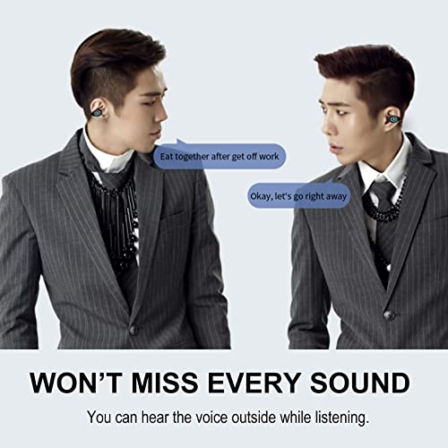 Open Ear Headphones Wireless Earbuds Bluetooth Sport Headset Single Mini Earpiece Tiny Ear Buds Discreet Microphone Waterproof Lightweight Long Battery Life For Running Workout Android Ios Black #TOP5