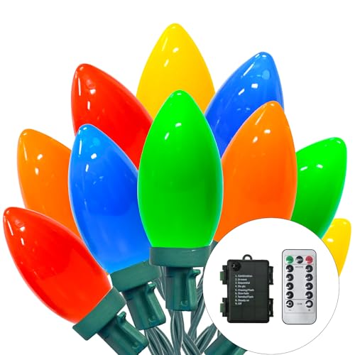 27.5FT C9 LED Christmas Lights Outdoor Battery Operated Lights with