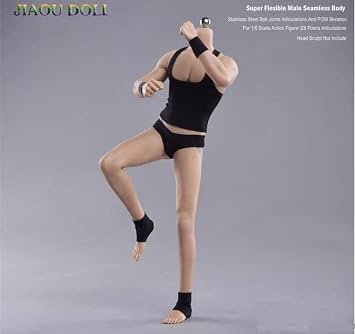 1/6 Scale Male Body,JIAOU DOLL 12inch Male Super Flexible Strong Muscle Seamless Action Figure Body Collection (JO-K10A, Normal Skin)
