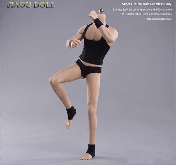 1/6 Scale Male Body,JIAOU DOLL 12inch Male Super Flexible Strong Muscle Seamless Action Figure Body Collection (JO-K10A, Normal Skin)