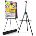 T-SIGN 66 Inches Reinforced Artist Easel Stand, Extra Thick Aluminum Metal Tripod Display Easel 21 to 66 Inches Adjustable Height with Portable Bag for Floor/Table-Top Drawing and Displaying