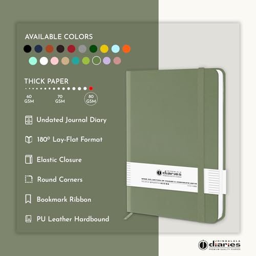 Image of Jhingalala Diaries - Hardbound Leather Cover Pocket Size Corporate Executive Diary Notebook I Pocket Diary For Men and Women I A6 Size I 80gsm Paper I 192 Ruled Pages (Forest Green)