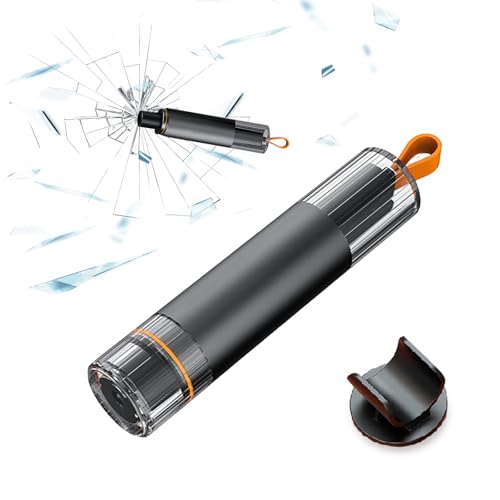 Wanheart Notfallhammer Auto mit Gurtschneider, 2 In 1 Gurtschneider Notfallhammer, Tragbarer Autoglas Zertrümmert Nothammer, Sicherheitshammer mit Gurtmesser fürs Auto Bus (Dunkelgrau)