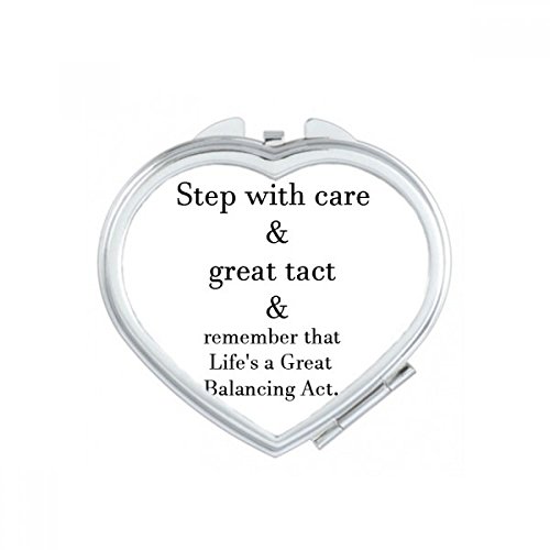 Miroir compact citations avec cœur mignon et portable