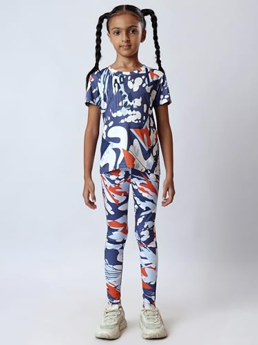 Image of Girl's Activewear Workout Set 2 Piece Athletic Sets Dry Fit Printed Tees And Leggings Yoga Running Dance 4-14Y