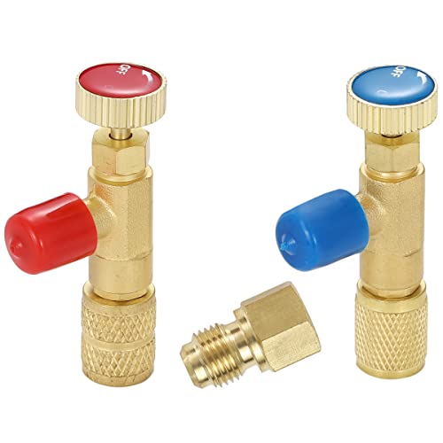 Greluma R12 R410 Valvola di Carica del refrigerante, R12 R22-1/4 Maschio a 1/4' Femmina, R410-1/4 Maschio a 5/16' Femmina, Adattatore di Sicurezza Valvola a Sfera di Controllo del Flusso per A/C