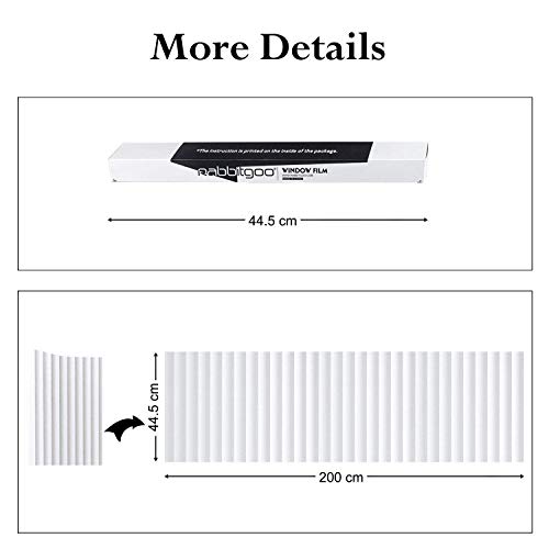 Rabbitgoo Window Privacy Film Frosted Glass Film For Bathroom, Non Adhesive Static Cling Removable Window Sticker For Home Security, Anti-Uv Opaque Window Coverings, Blinds Pattern, 17.5 X 78.7 Inches #TOP4