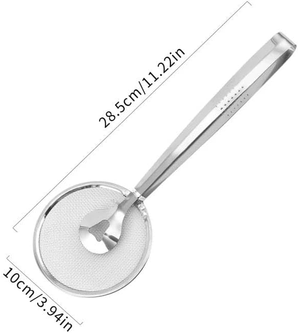Miniatura 5 de Colador de acero inoxidable con pinza multifuncional de malla colador de cuchara ranurada, mango largo aceite freír filtro clip,