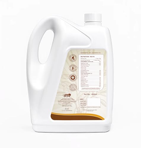 Image of Sugan Earth Cold Pressed Groundnut Oil 4500ml | 100% Natural & Unrefined Sing Tel, Penut Oil | 0 trans fat, Chemical free Pure Singdana Tel | Kolhu, Kacchi Ghani, Mara Chekku, Ganuga | Expeller Pressed Rich Flavor Cooking Oil | Single Filtered Edible Oil