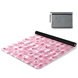 ALAZA Pink Checkered Background Cherry Bow Pattern Yoga Mat Non Slip Fitness Exercise Mat, Workout Mat for Yoga, Pilates and Floor Exercises