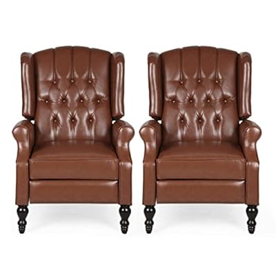 Christopher Knight Home Elaine Contemporary Tufted Recliners (Set of 2), Cognac Brown + Dark Brown from Christopher Knight Home