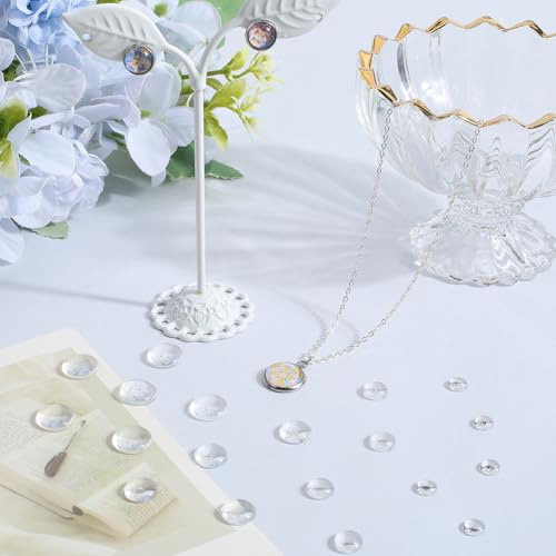 SOFPLATE 1 Box 400Pcs Clear Glass Cabochons Transparent Glass Dome Small Half Round 6mm 8mm 10mm 12mm Flatback Cabochon Tiles Assortment for Jewellery Making Photo Earring Pendant Necklace DIY Craft - Image 4