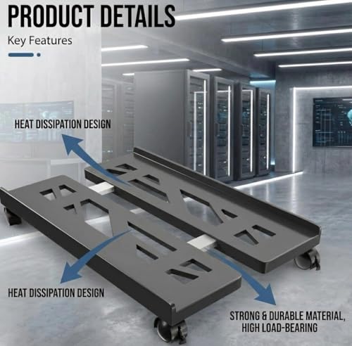 SVUPUE Soporte para PC, Soporte para Torre de PC, de Escritorio para computadora, Ideal para Gamers, Estudiantes y para el hogar. con 4 Ruedas, Color Negro. - imagen 4