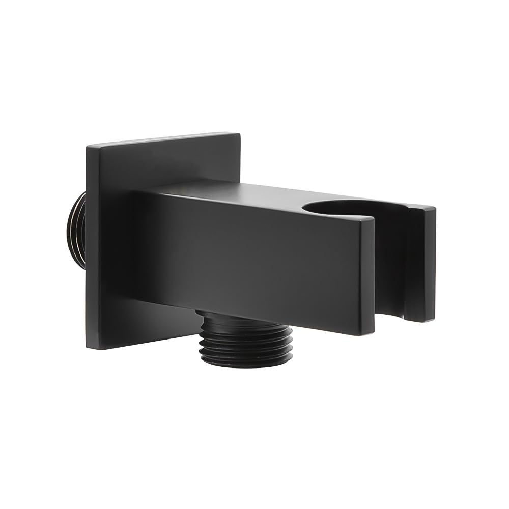 Set doccia con soffione e doccetta nero opaco, acciaio INOX e abs, anticalcare (20x20 cm, Quadrato)