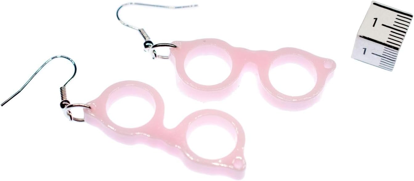 Glasses Woody Earrings Miniblings Nerd Spectacles Hipster Retro Pink