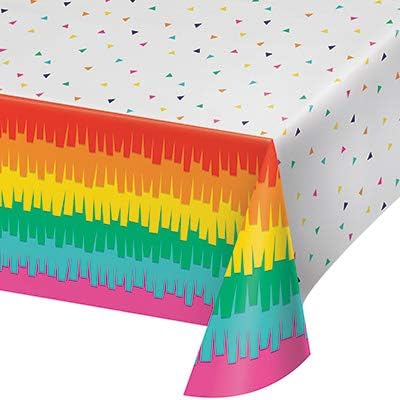 Club Pack Fiesta Fun Birthday Printed Plastic Tablecover 54in x 102in, Box of 6