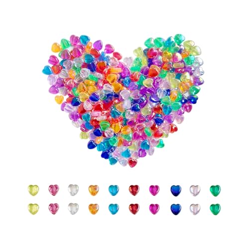 300 PCS Heart Beads AB Acrylic Bead Heart Beads for Jewelry Making DIY Bracelet arrings