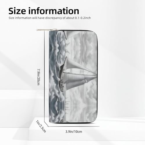 Ocean Sailing Print Womens Wallet, Ladies Credit Card Holder, Phone Wallet Purses, Long Clutch Hand Bag4