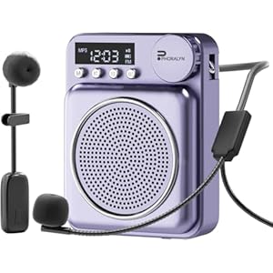 Wireless Voice Amplifier for Teachers – Original Voice Amplifier Wire Microphone with 2 Microphones, Portable Speaker Megaphone for Classroom, Training, Meeting, Instructors, Coaches, Games (Purple)