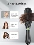 LANDOT Mini Hair Straightener Brush - Dual Voltage Ionic Travel Hot Comb | Ceramic Tourmaline, Anti-Scald, 3 Temp Settings 320-430°F, Frizz-Free, Lightweight, On-the-Go Touch-Ups, Black