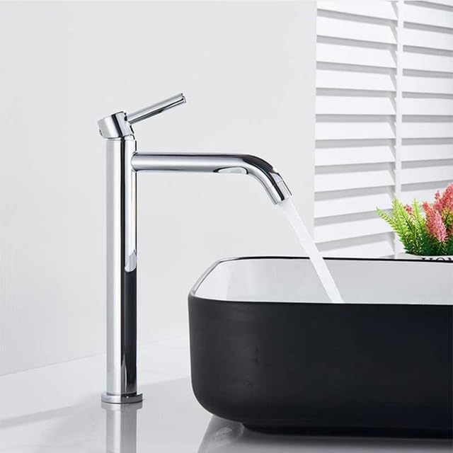 Robinet de lavabo haut mitigeur eau chaude et froide chrome