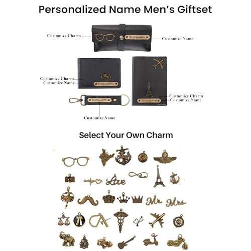 Image of AICA Personalized Name & Charm Sunglass Cover Giftset for Men (Grey)