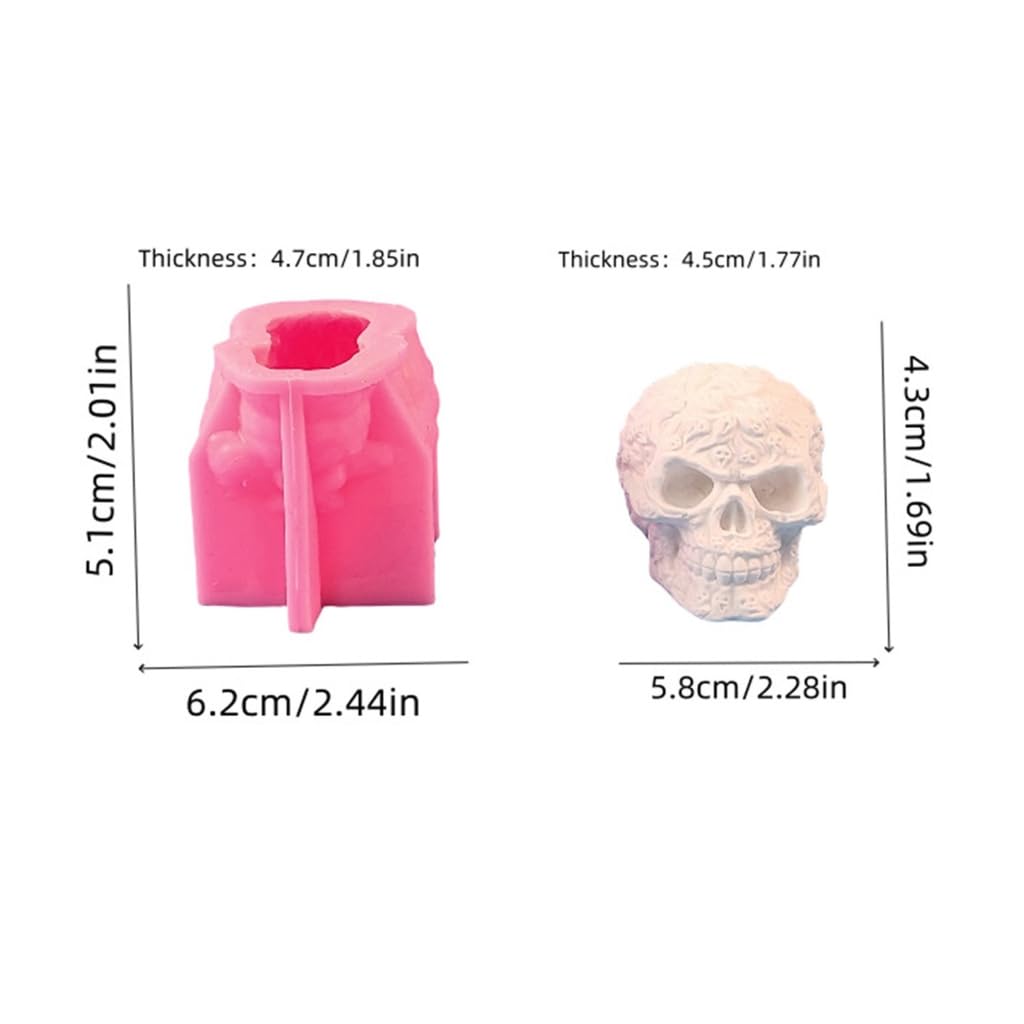 ALLY-MAGIC Stampo In Silicone A Forma Di Teschio – 8 Cavità – Per Halloween, Caramelle, Cioccolato, Resina, Ghiaccio – Grigio – Dimensioni 19×12.6 Cm