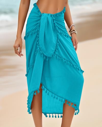Image of Eicolorte Sarong Cover Up Womens Beach Cover Up Bikini Bathing Suit Swimsuit Swimwear Coverup Sarong Pareo Wraps for Women