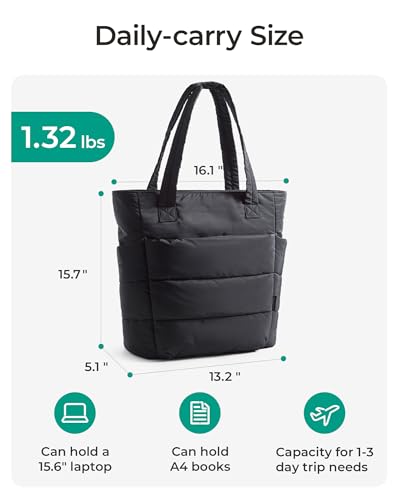 Image of BAGSMART Tote Bag for Women, Lightweight Puffy Tote Bag with Compartments Shoulder Bag Handbag for Travel, Work, Gym | Lightweight